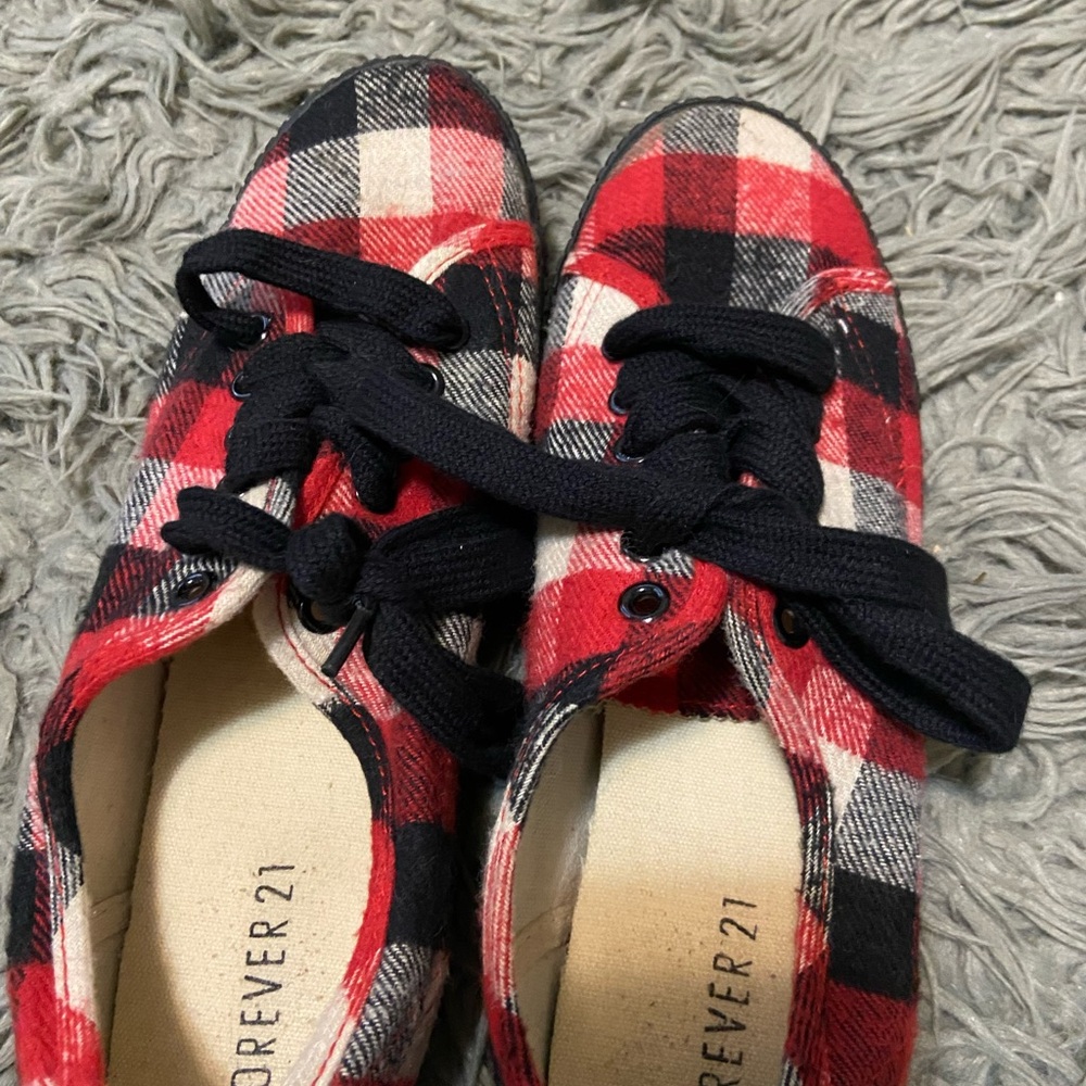 Forever 21 Red and Black Checkered Sneakers
